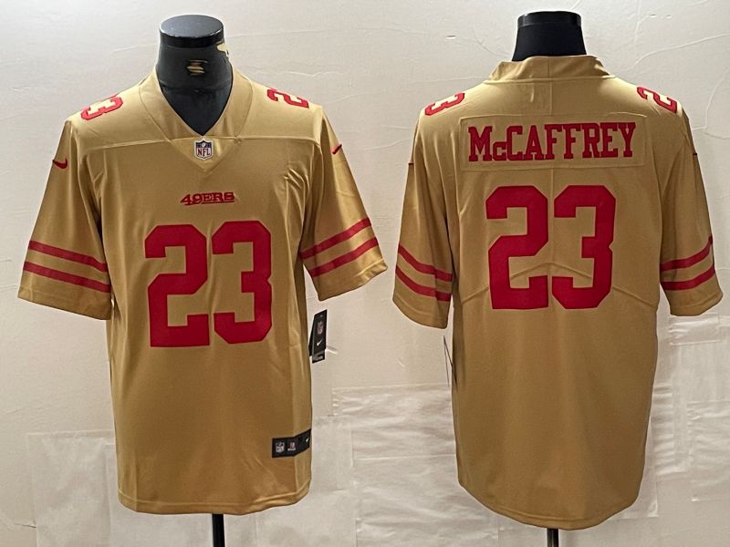 Men San Francisco 49ers 23 Mccaffrey yellow Second generation 2024 Nike Limited NFL Jersey style 1